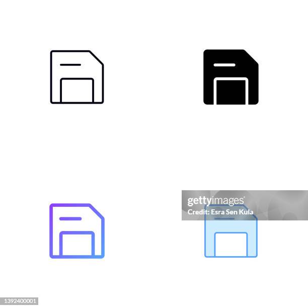 stockillustraties, clipart, cartoons en iconen met save icon design in four style with editable stroke. line, solid, flat line and color gradient line. suitable for web page, mobile app, ui, ux and gui design. - floppy disk