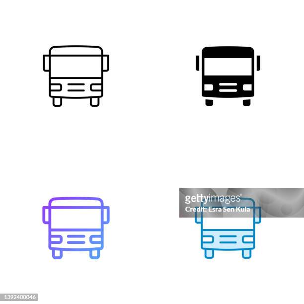 bus icon design im viererstil mit editierbarem hub. linie, durchgehende, flache linie und farbverlaufslinie. geeignet für webseiten-, mobile app-, ui-, ux- und gui-design. - passagier wasserfahrzeug stock-grafiken, -clipart, -cartoons und -symbole