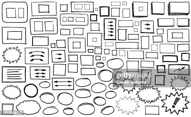 schwarze stiftmarkerformen - quadratisch zweidimensionale form stock-grafiken, -clipart, -cartoons und -symbole