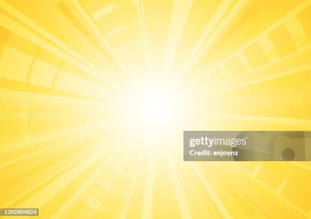 abstract bright yellow sun rays background - zoom effect stock illustrations