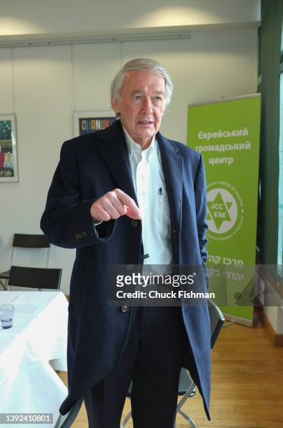 American politician US Representative Ed Markey, part of a US congressional delegation on a fact-finding mission to the JCC, Krakow, Poland, April...