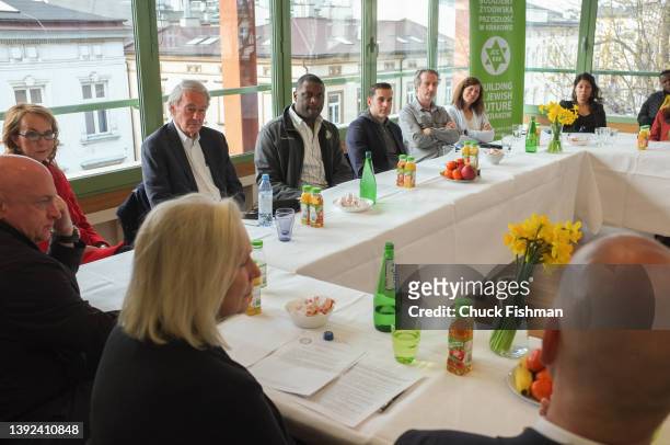 Former US Representative Gabrielle Giffords, Representative Ed Markey and Representative Mondaire Jones at a meeting between the Jewish Community...