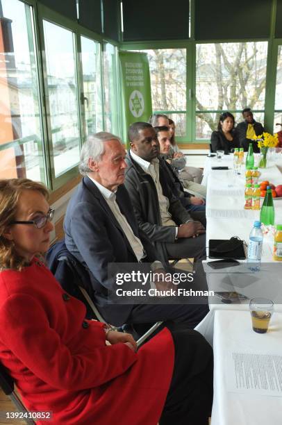 Former US Representative Gabrielle Giffords, Representative Ed Markey and Representative Mondaire Jones at a meeting between the Jewish Community...