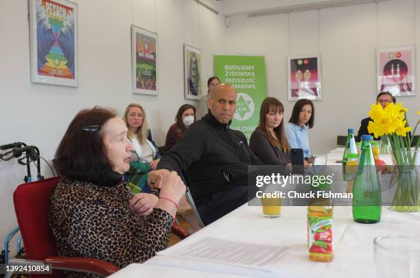 Holocaust survivor Zofia Radzikowska and Senator Cory Booker, at a meeting between the Jewish Community Center of Krakow and a US congressional...