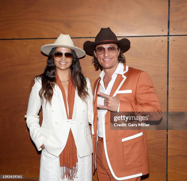 University of Texas Minister of Culture Matthew McConaughey and Camila Alves McConaughey attend the ribbon cutting ceremony for University of Texas...