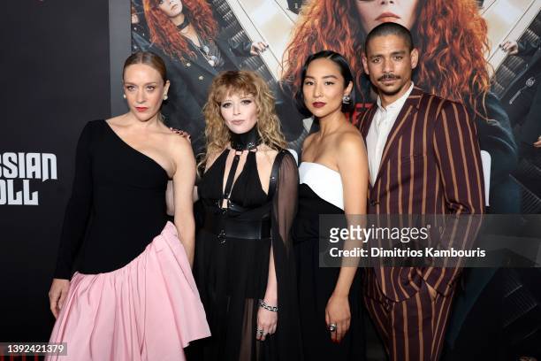 Chloe Sevigny, Natasha Lyonne, Greta Lee and Charlie Barnett attends Netflix's "Russian Doll" Season 2 Premiere at The Bowery Hotel on April 19, 2022...