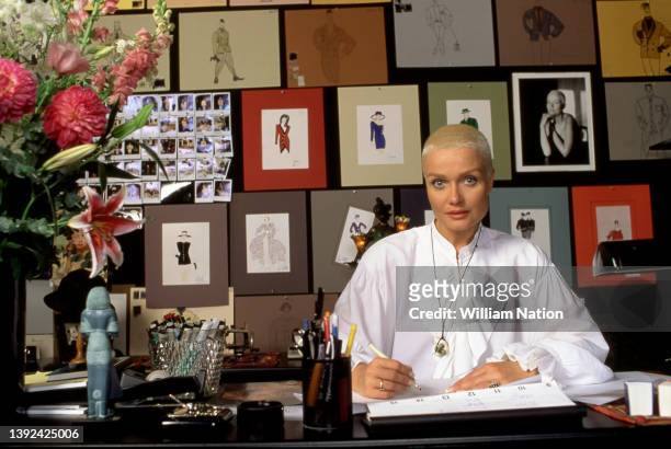 French actress, Mimi Coutelier, poses for a portrait on June 14, 1991 in Los Angeles, California. Coutelier has opened a style workshop to redo the...
