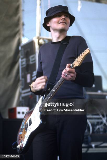 Billy Corgan performs with New Order during the Area 1 tour at Shoreline Amphitheatre on July 31, 2001 in Mountain View, California.