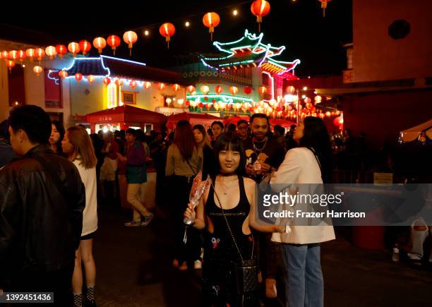 Guests attend the Alexander Wang "Fortune City" Runway Show on April 19, 2022 in Los Angeles, California.