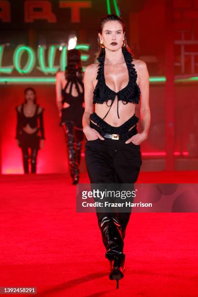 Model Alessandra Ambrosio walks the runway during the Alexander Wang "Fortune City" Runway Show on April 19, 2022 in Los Angeles, California.