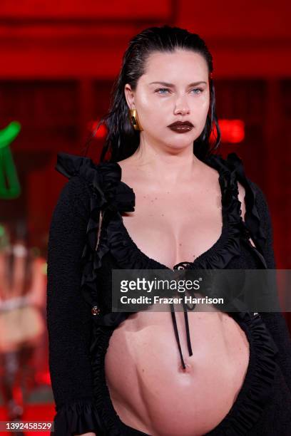Model Adriana Lima walks the runway during the Alexander Wang "Fortune City" Runway Show on April 19, 2022 in Los Angeles, California.