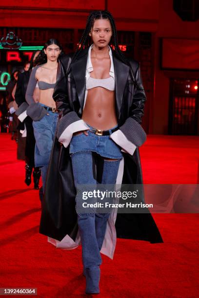 Models walk the runway during the Alexander Wang "Fortune City" Runway Show on April 19, 2022 in Los Angeles, California.