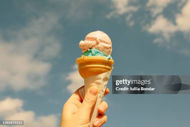 ice cream in a hand - hungary summer stock pictures, royalty-free photos & images