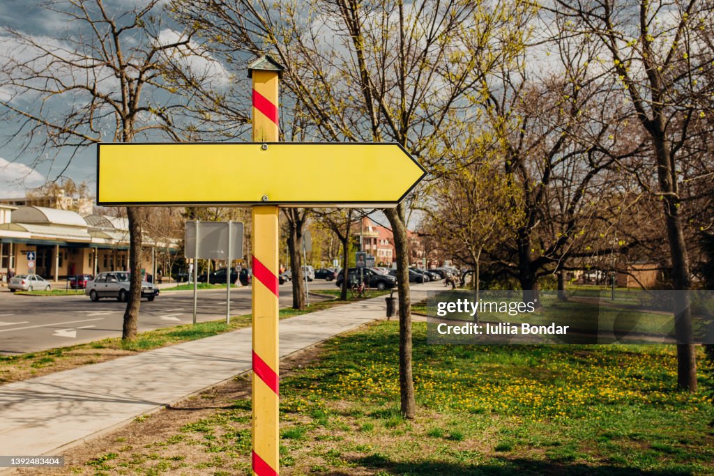 Empty sign on a road with copy space