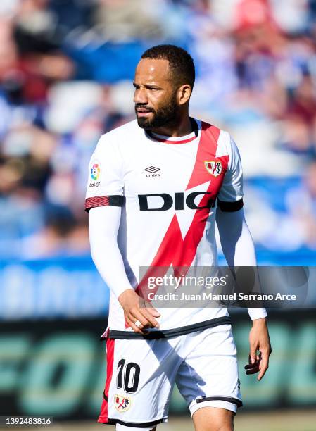 Tiago Manuel Dias Correia 'Bebe' of Rayo Vallecano reacts during the LaLiga Santander match between Deportivo Alaves and Rayo Vallecano at Estadio de...