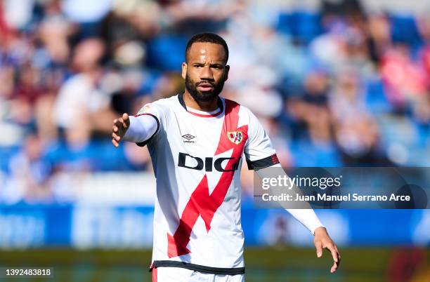 Tiago Manuel Dias Correia 'Bebe' of Rayo Vallecano reacts during the LaLiga Santander match between Deportivo Alaves and Rayo Vallecano at Estadio de...