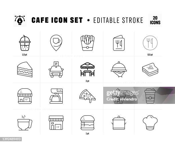 cafe line icon set - personal valet stock illustrations