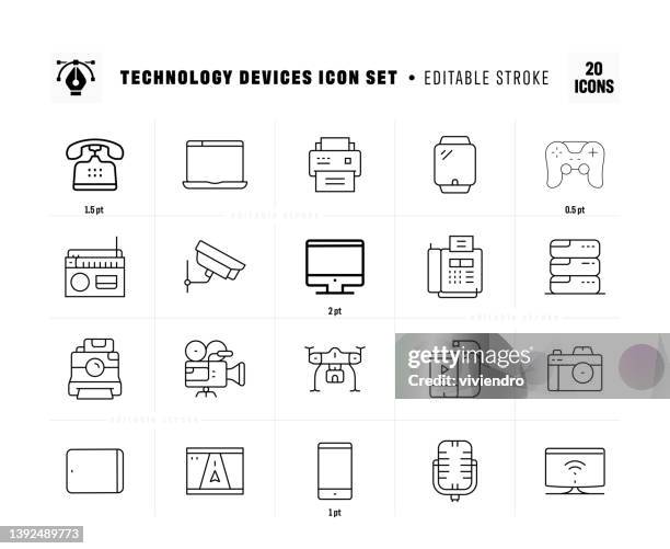 ilustrações de stock, clip art, desenhos animados e ícones de technology and devices line icon set - interface gráfica do usuário