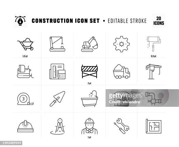 ilustrações, clipart, desenhos animados e ícones de conjunto de ícones da linha de construção - trowel