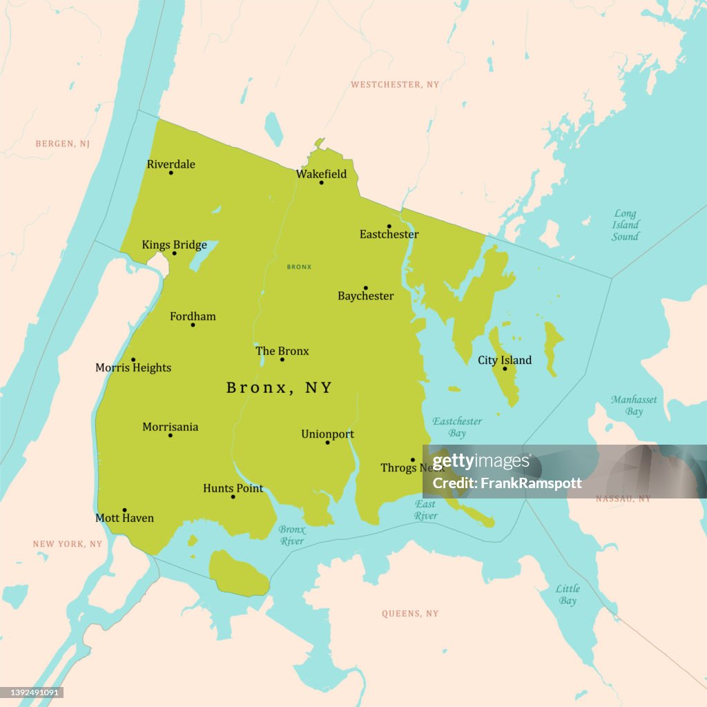 NY Bronx Vektorkarte Grün