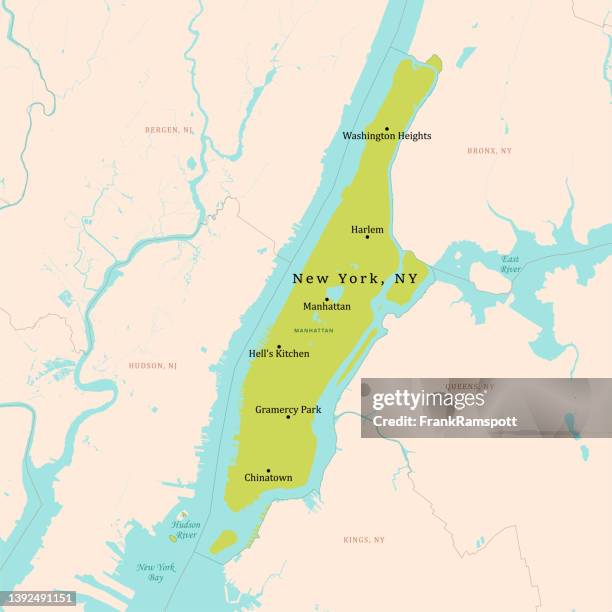 ny new york vector map green - manhattan stock illustrations