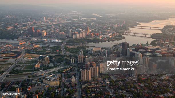 view of ottawa river and gatineau city - gatineau stock pictures, royalty-free photos & images