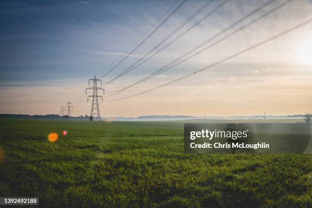 electricity pylon - electricity stockfoto's en -beelden