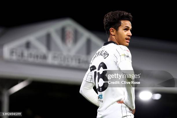 Fabio Carvalho of Fulham during the Sky Bet Championship match between Fulham and Preston North End at Craven Cottage on April 19, 2022 in London,...