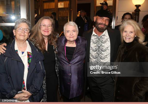 Anne Sterling, Sarah Ruhl, Paula Vogel, Nilo Cruz and Daryl Roth pose at the opening night of The Manhattan Theatre Club's production of "How I...