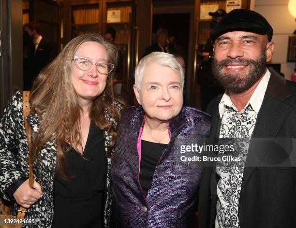 Sarah Ruhl, Paula Vogel and Nilo Cruz pose at the opening night of The Manhattan Theatre Club's production of "How I Learned to Drive" on Broadway at...
