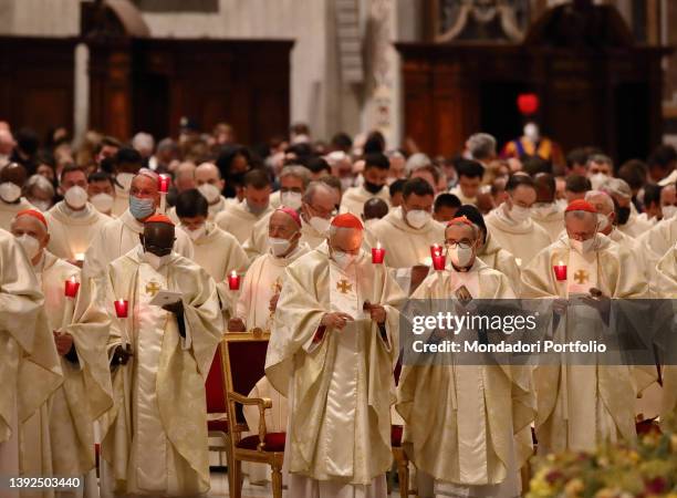 Easter Vigil celebrated by Cardinal Giovanni Battista Re, Dean of the College of Cardinals, in St. Peter's Basilica. Present Pope Francis, who did...