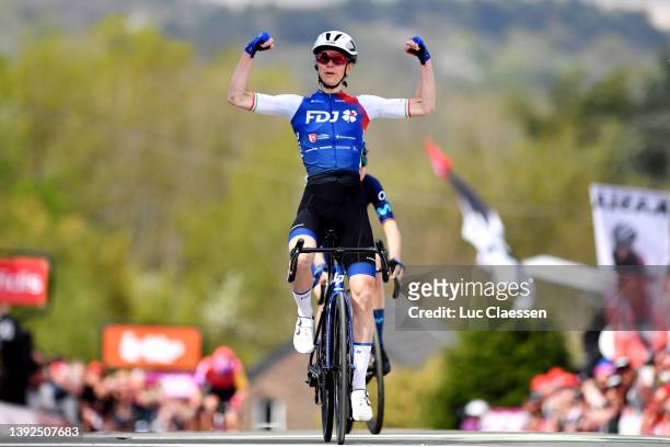 Marta Cavalli of Italy and Team FDJ Nouvelle - Aquitaine Futuroscope celebrates winning during the 25th La Flèche Wallonne 2022 - Women's Elite a...