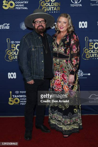 Andrew Farris and Marlena Farris attends the 2022 Golden Guitar Awards on April 20, 2022 in Tamworth, Australia. The Golden Guitar Awards are...