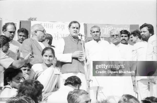 Rajiv Gandhi at Bhuj Gujarat India on 15th December 1983.