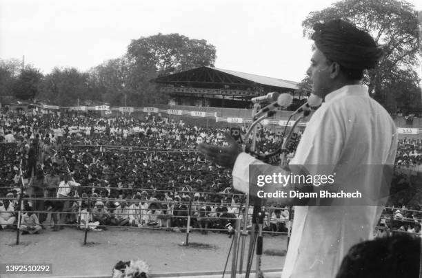 Rajiv Gandhi at election rally in Ahmedabad Gujarat India on 23rd February 1990.