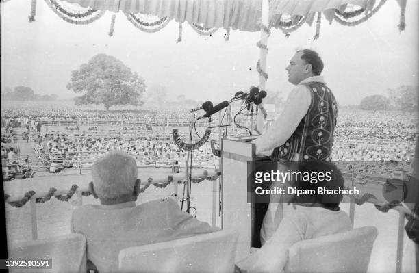 Rajiv Gandhi at Ahmedabad Gujarat India on 2nd April 1989.