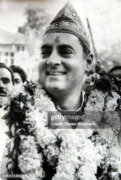 Rajiv Gandhi at a election tour in Bhuj Gujarat India on 15th December 1983.