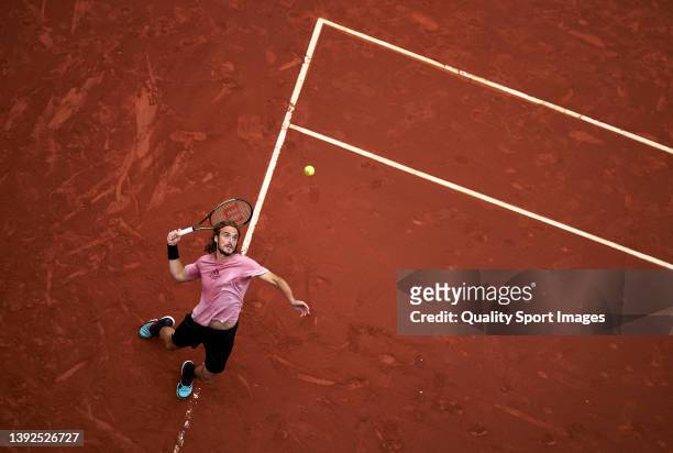 Stefanos Tsitsipas of Greece in a practice session during day three of the Barcelona Open Banc Sabadell at Real Club De Tenis Barcelona on April 20,...