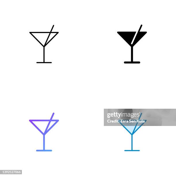 bar icon design in four style with editable stroke. line, solid, flat line and color gradient line. suitable for web page, mobile app, ui, ux and gui design. - cocktail 幅插畫檔、美工圖案、卡通及圖標