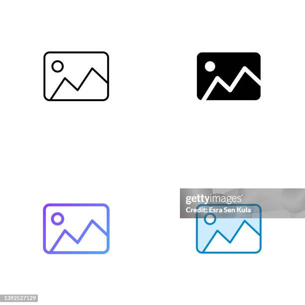 image icon design in four style with editable stroke. line, solid, flat line and color gradient line. suitable for web page, mobile app, ui, ux and gui design. - photographic slide stock illustrations