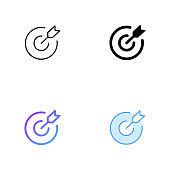 Target Icon Design in Four style with Editable Stroke. Line, Solid, Flat Line and Color Gradient Line. Suitable for Web Page, Mobile App, UI, UX and GUI design.