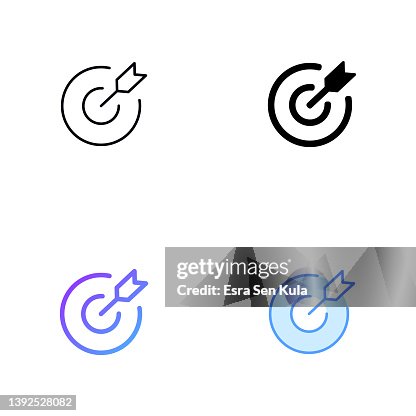 Target Icon Design in Four style with Editable Stroke. Line, Solid, Flat Line and Color Gradient Line. Suitable for Web Page, Mobile App, UI, UX and GUI design. Target Icon Design in Four style with Editable Stroke. Line, Solid, Flat Line and Color Gradient Line. Suitable for Web Page, Mobile App, UI, UX and GUI design.