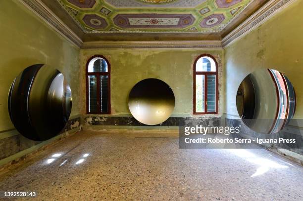 General view of the english-indian artist Anish Kapoor retrospective anthologial exhibition "Anish Kapoor" at the Palazzo Manfrin on April 19, 2022...