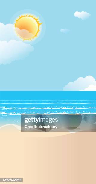 deserted beach and a deep blue sea - miami background stock illustrations