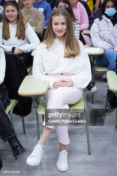 Crown Princess Leonor of Spain attends a conference on Youth and Cybersecurity "Enjoy The Internet safely" organized by the National Institute of...