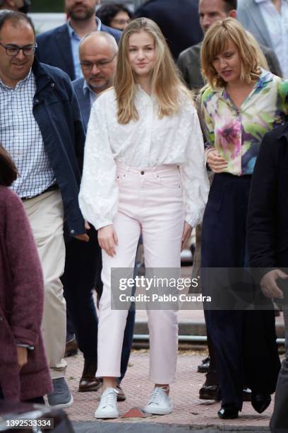 Crown Princess Leonor of Spain attends a conference on Youth and Cybersecurity "Enjoy The Internet safely" organized by the National Institute of...