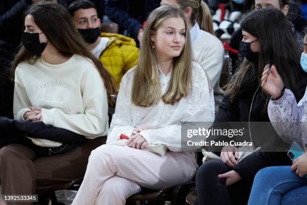 Crown Princess Leonor of Spain attends a conference on Youth and Cybersecurity "Enjoy The Internet safely" organized by the National Institute of...