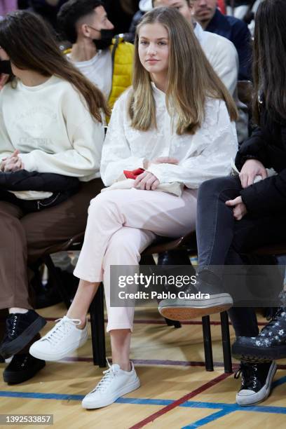 Crown Princess Leonor of Spain attends a conference on Youth and Cybersecurity "Enjoy The Internet safely" organized by the National Institute of...