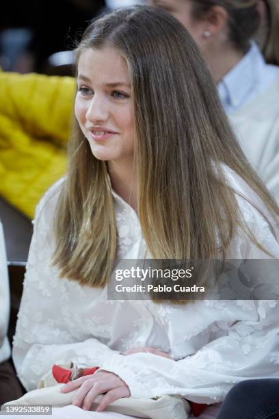 Crown Princess Leonor of Spain attends a conference on Youth and Cybersecurity "Enjoy The Internet safely" organized by the National Institute of...