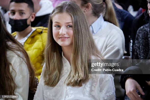 Crown Princess Leonor of Spain attends a conference on Youth and Cybersecurity "Enjoy The Internet safely" organized by the National Institute of...